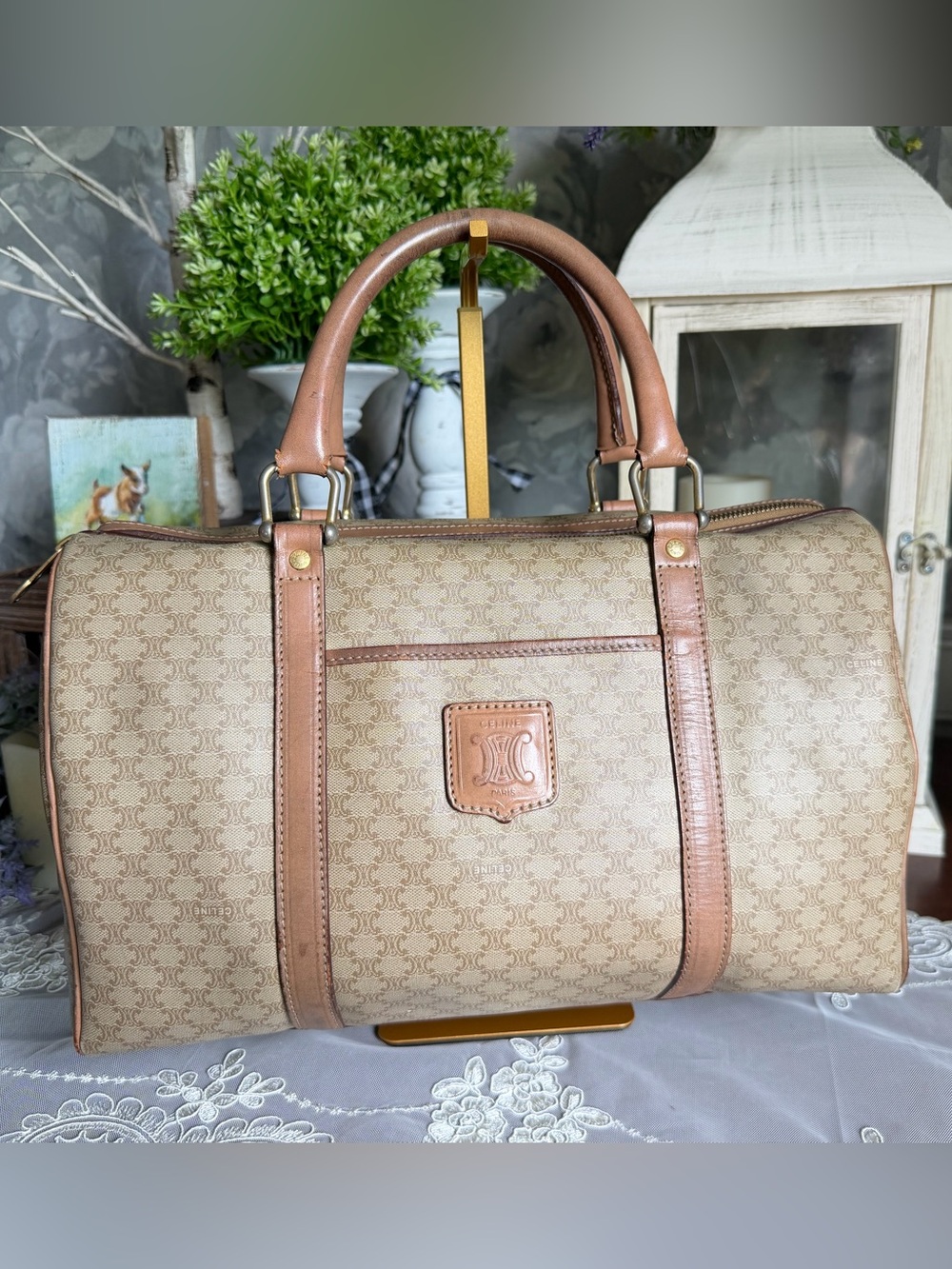 CELINE Paris Vintage Macadam Top Handle Bag Purse